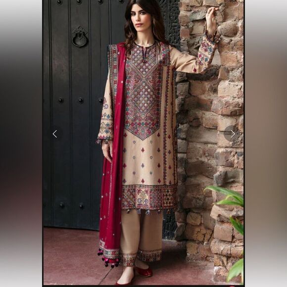 JAZMIN PAKISTANI DESIGNER EMBROIDERED SLUB KHADDAR - Picture 8 of 16